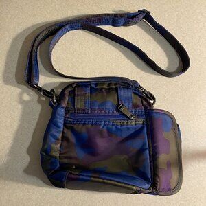 Lug Camo Crossbody Bag with Water Bottle Holder – Blue & Purple Camo